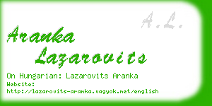 aranka lazarovits business card